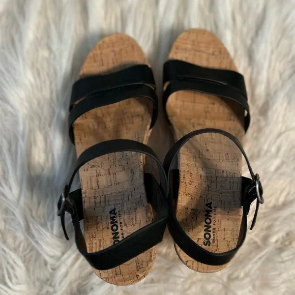 Sonoma Lola Black Wedge Sandals, Women’s 8.5 - Picture 3 of 10
